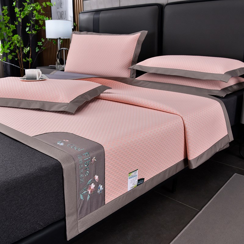 冰丝豆豆凉席2024新款夏天学生宿舍单人夏季可水洗床单席子三件套