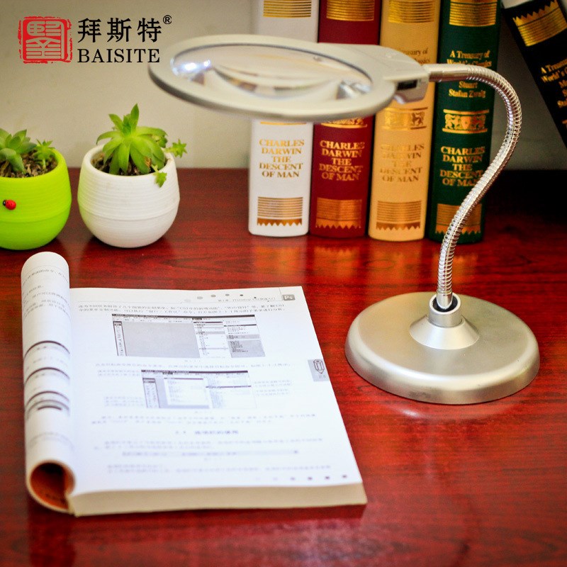 台式放大镜 20倍台式放大镜10倍阅读带灯电子钟表手机维修