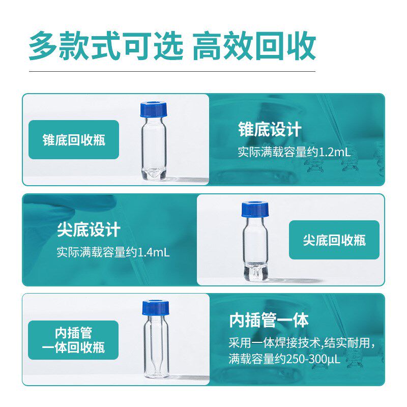 Labshark微量回收进样瓶色谱自动玻璃样品瓶实验室透明棕色锥底尖