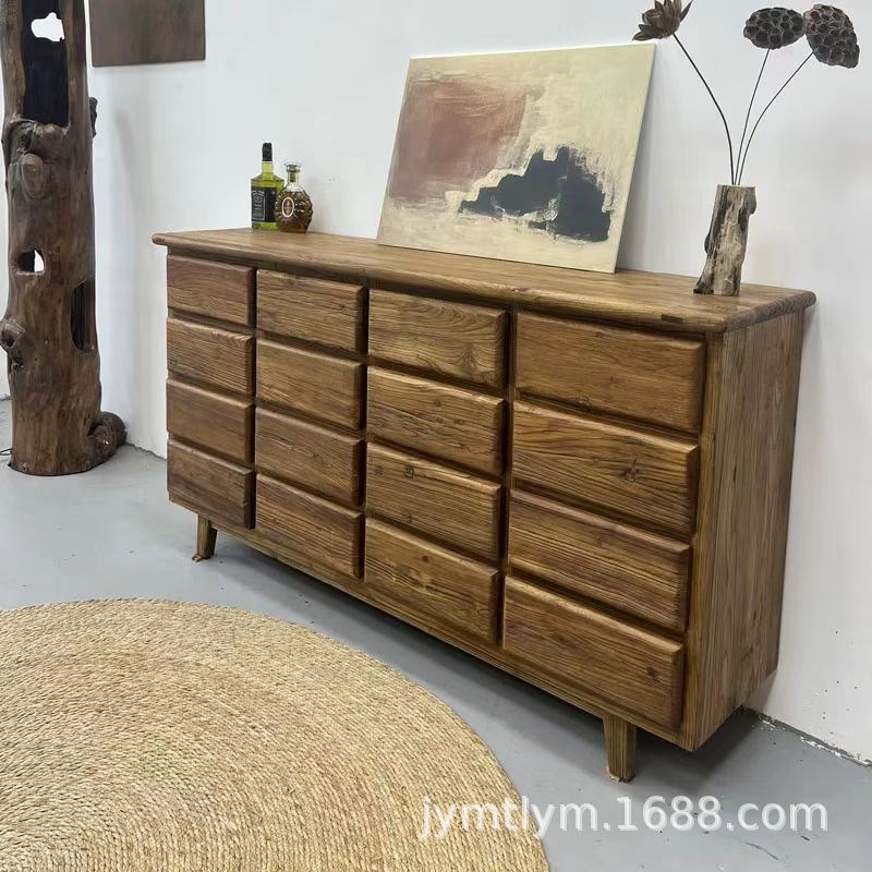 中式老榆木餐边柜玄关墙边多层抽屉柜实木斗柜客厅长方形储物柜