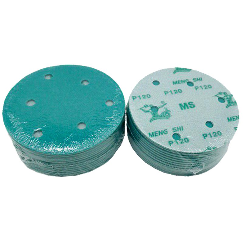 植绒胶膜干磨绿砂5寸6孔6寸17孔圆盘背绒干磨机抛光打磨砂纸片150