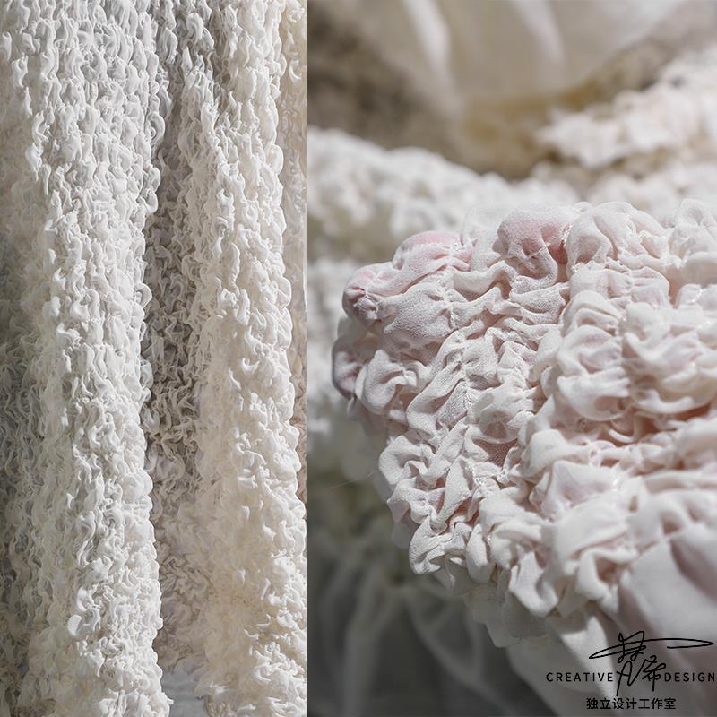 雪纺立体肌理压褶皱设计