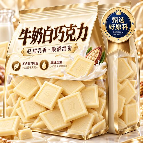 白巧克力纯可可脂牛奶味巧克力烘焙专用礼盒奶香儿童万圣节糖果