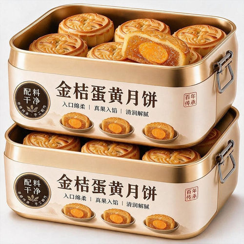 正宗广式金桔蛋黄月饼手工传统无添加糕点中秋月饼送礼糕点茶点