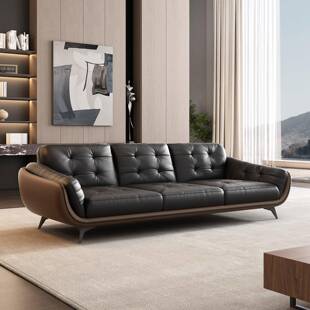 真皮简约现代办公室沙发意式 老板接待商务三人位洽谈贵 会客休闲