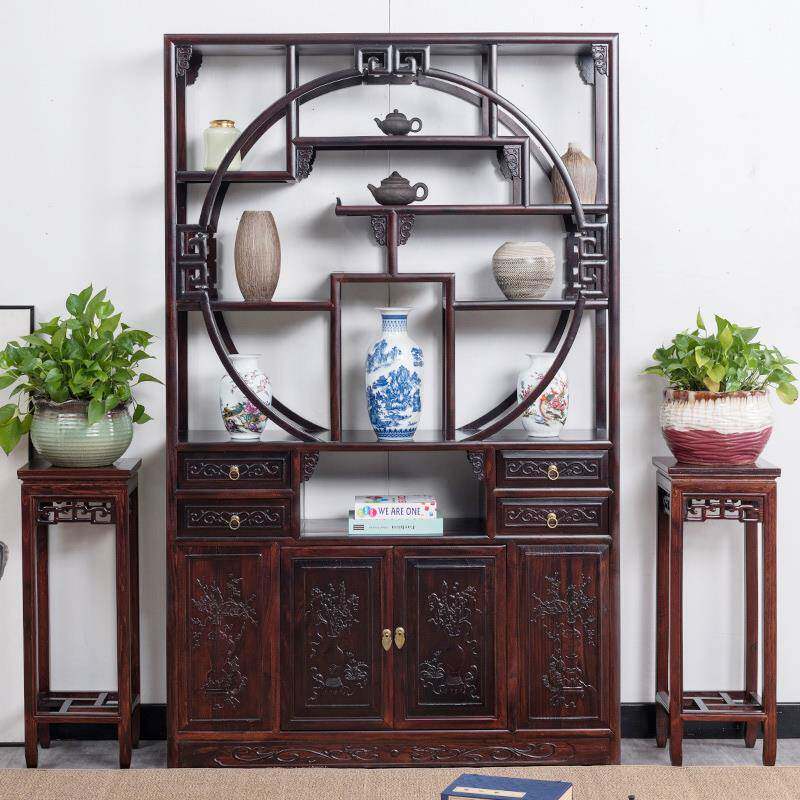 新中式博古架实木置物古董办公室茶叶架展示柜摆件隔断小型多宝阁