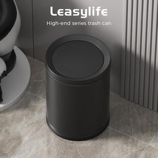 客厅垃圾桶家用2025新款意式极简风卧室高颜值黑色轻奢高档卫生桶