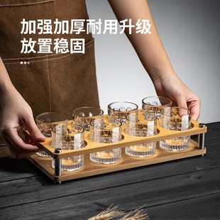 家用高级感中式 二两白酒杯套装 高档描金2两白酒杯杯架分酒器酒盅