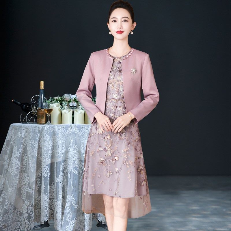 高端喜婆婆婚宴装结婚妈妈礼服平时可穿显瘦遮肉A字网纱洋装夏