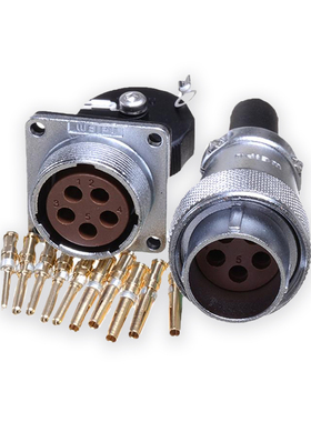 威浦航空插头WS24 4芯5芯9芯12芯 公头+母座冷压接工业免焊接磊福