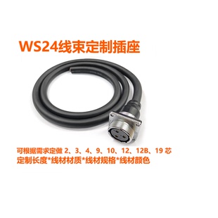 WS24Z方座带线航空插头插座2针 3 4 9 10 12 19芯公插母座连接线