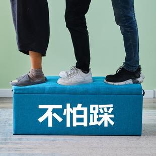 服装 麻布凳子 店实木储物凳板凳客厅家用收纳凳鞋 柜脚凳试衣间换鞋
