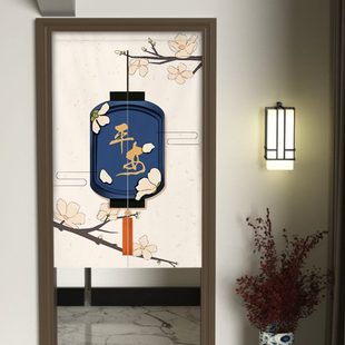 门帘隔断帘免打孔家用卧室隐私半帘布遮挡厕所客厅卫生间挂帘 中式