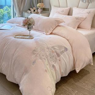 轻奢床上用品 婴儿牛奶绒四件套冬加厚保暖珊瑚绒床单被套床笠新款