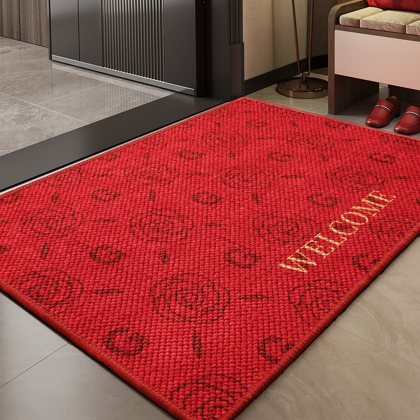 入户防滑耐磨红色大颗粒地垫