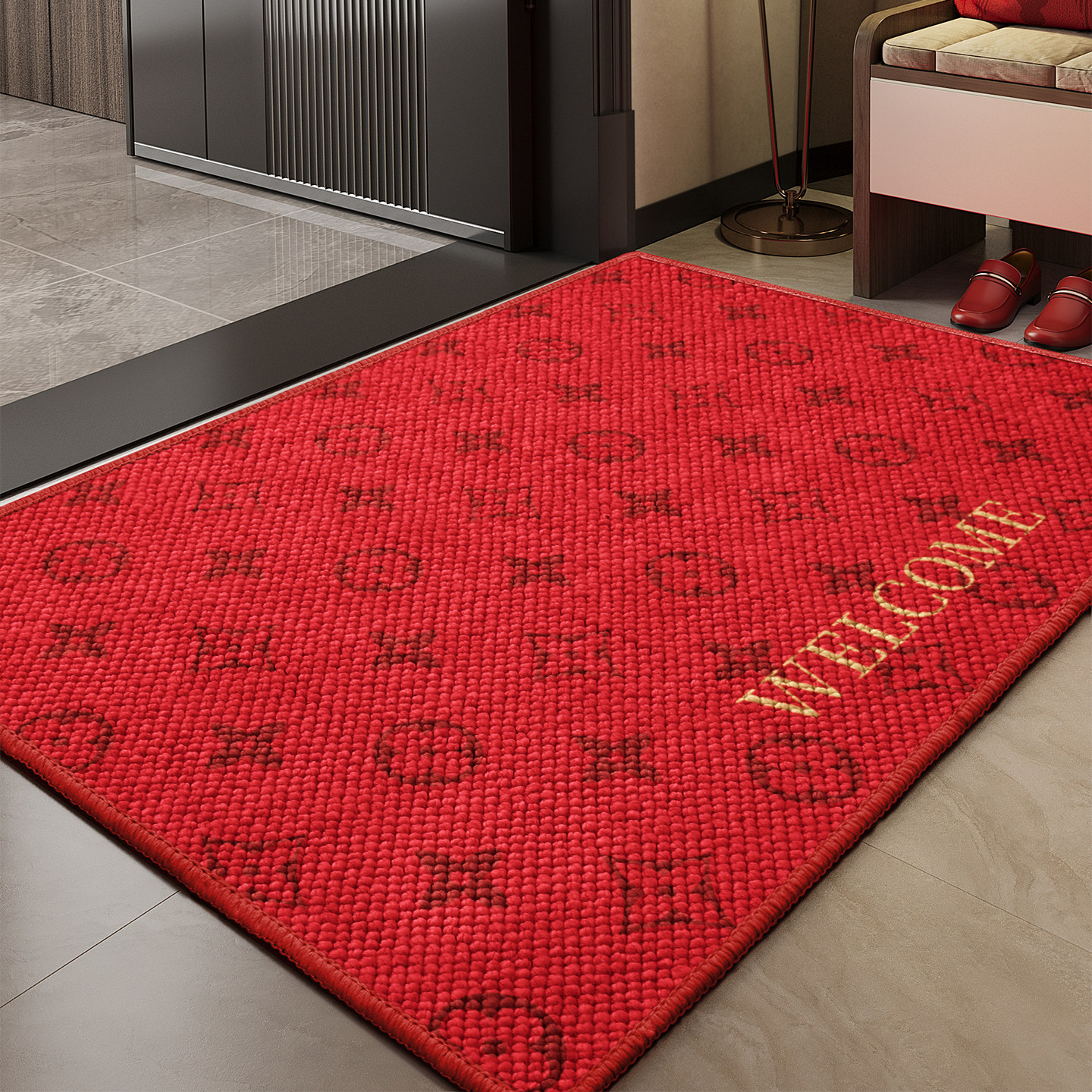 入户防滑耐磨红色大颗粒地垫