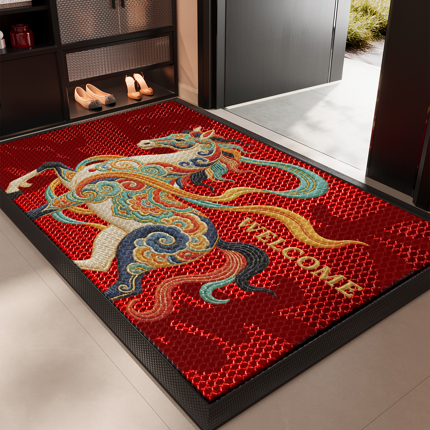 入户门地垫红色弹力王耐脏免打理防滑脚垫玄关门垫高级感进门地毯,居家布艺,入户地垫,淘宝优惠券,粉丝福利购,淘宝优惠卷