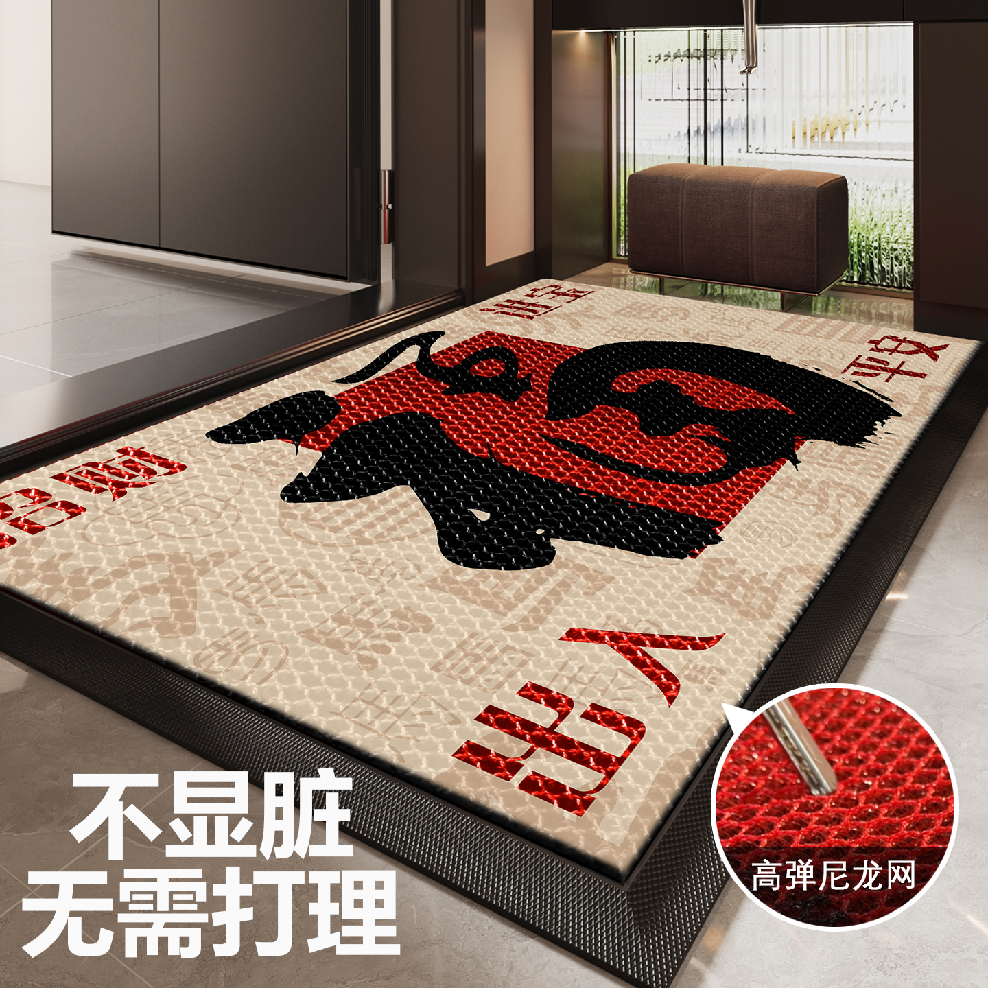 入户门地垫2025新款弹力丝耐脏除尘防滑脚垫玄关家用高端进门地毯