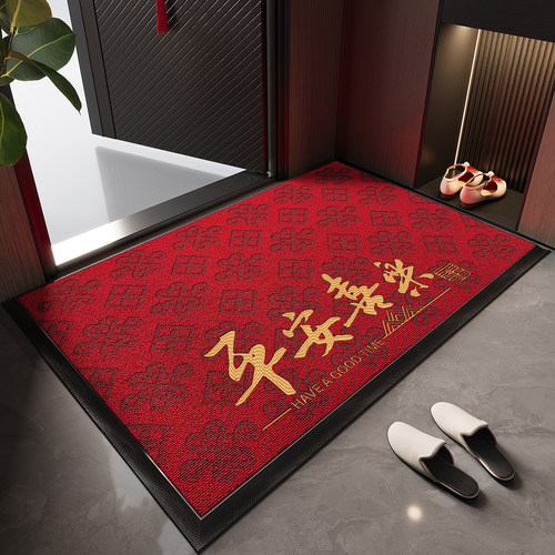 红色高端入户门地垫防滑脚垫别墅玄关大门口门垫耐脏除尘免洗地毯
