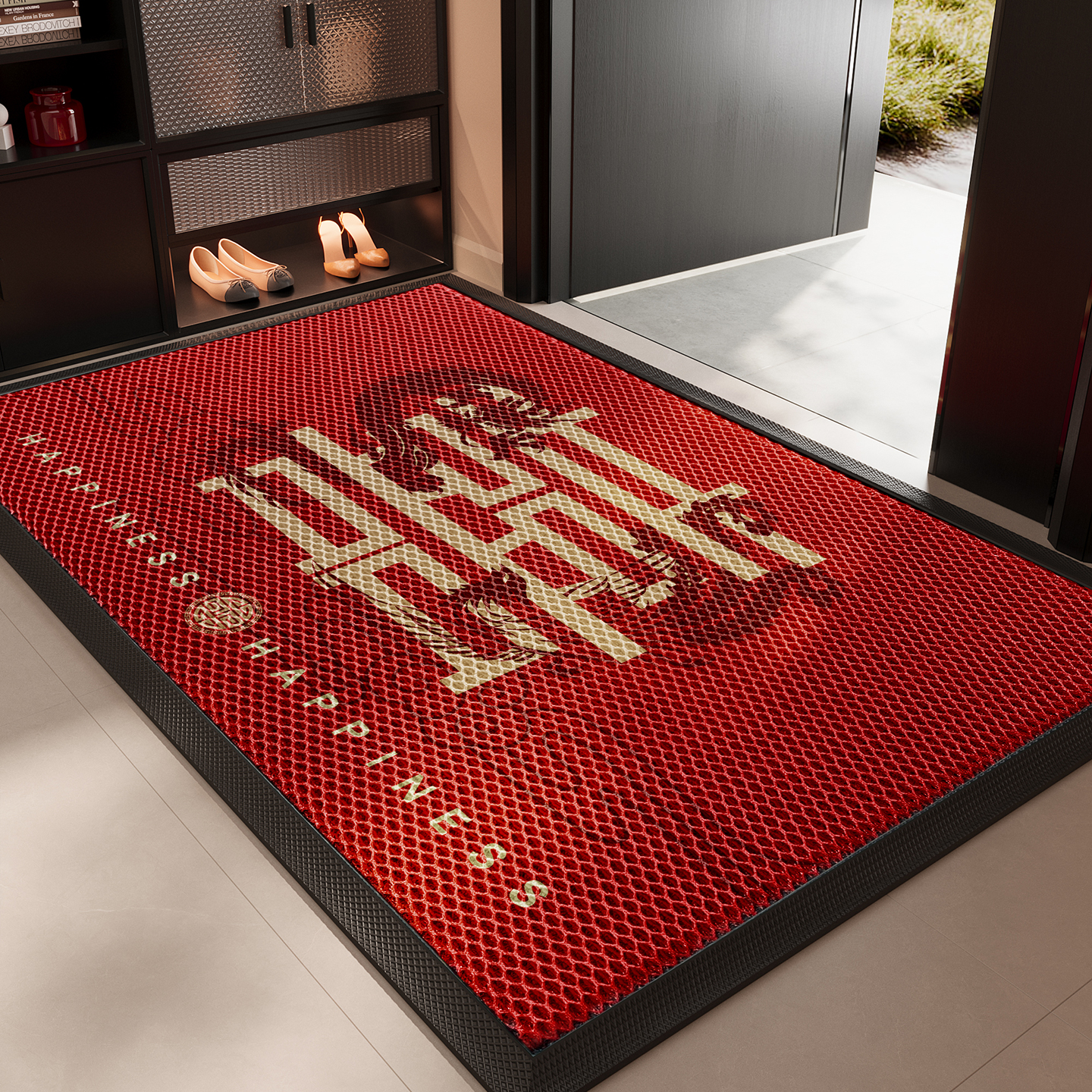 入户门地垫红色喜庆玄关别墅