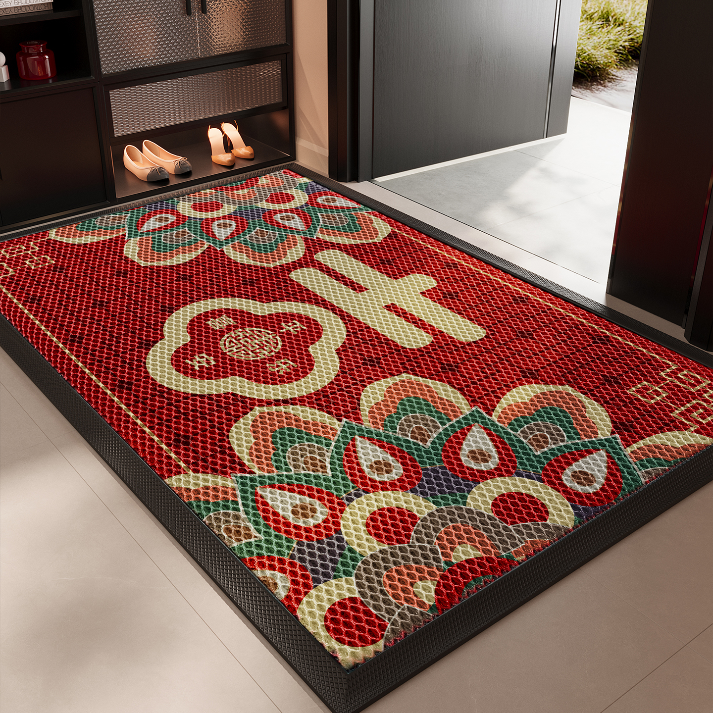 入户门地垫红色喜庆玄关别墅