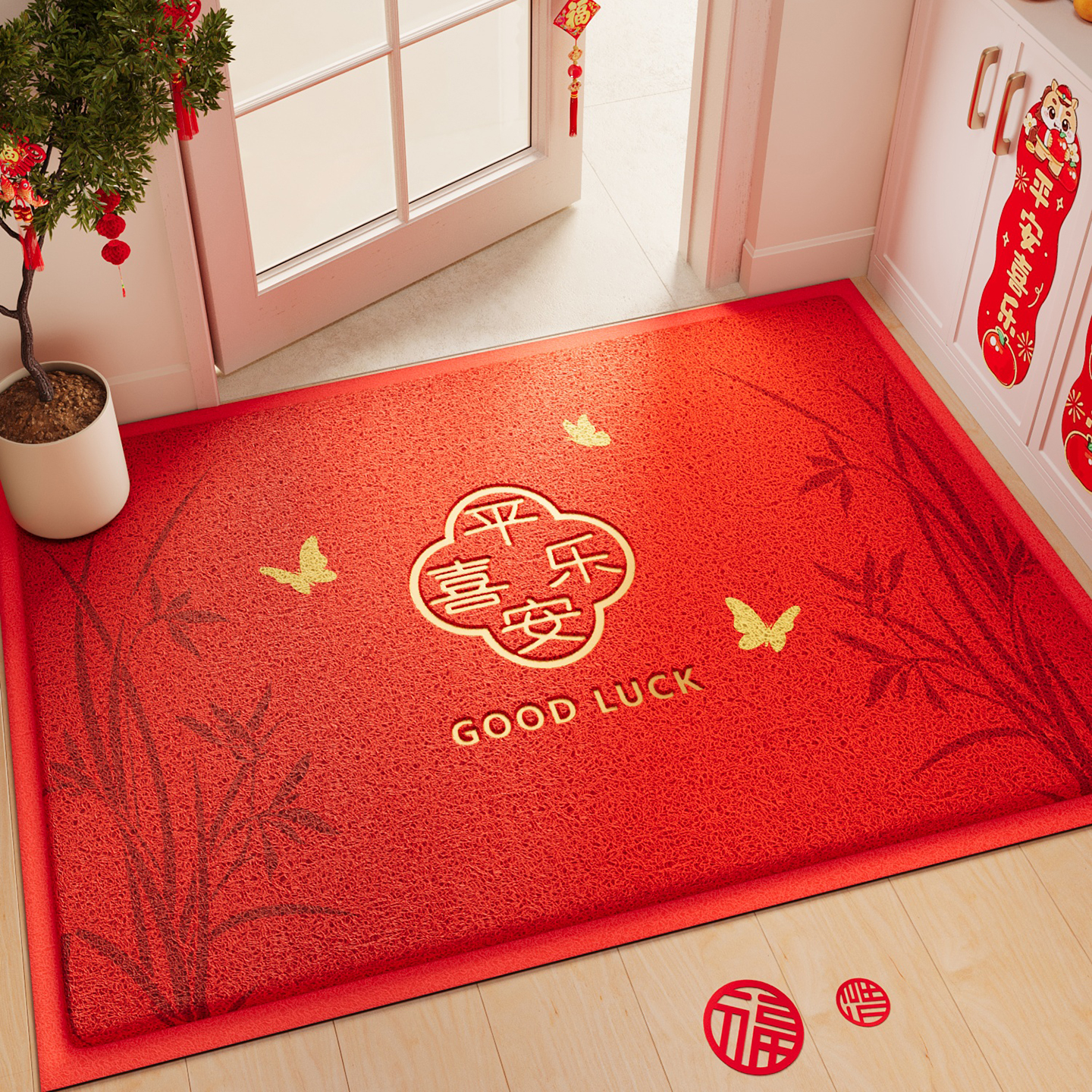 入户门地垫卡通喜庆大门口防滑