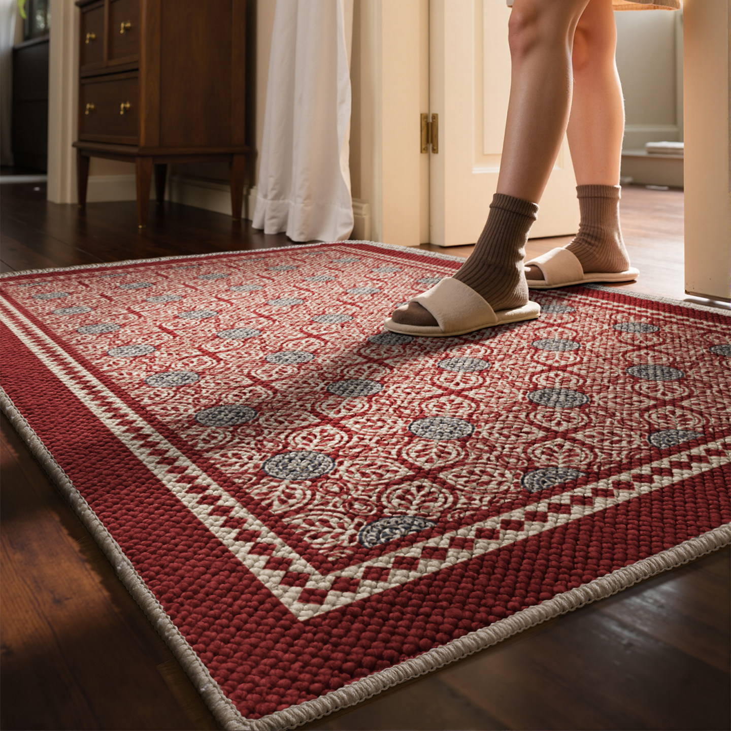 美式复古风入户门地垫玄关门口进门防滑耐磨脚垫高级感大颗粒地毯,居家布艺,入户地垫,淘宝优惠券,粉丝福利购,淘宝优惠卷