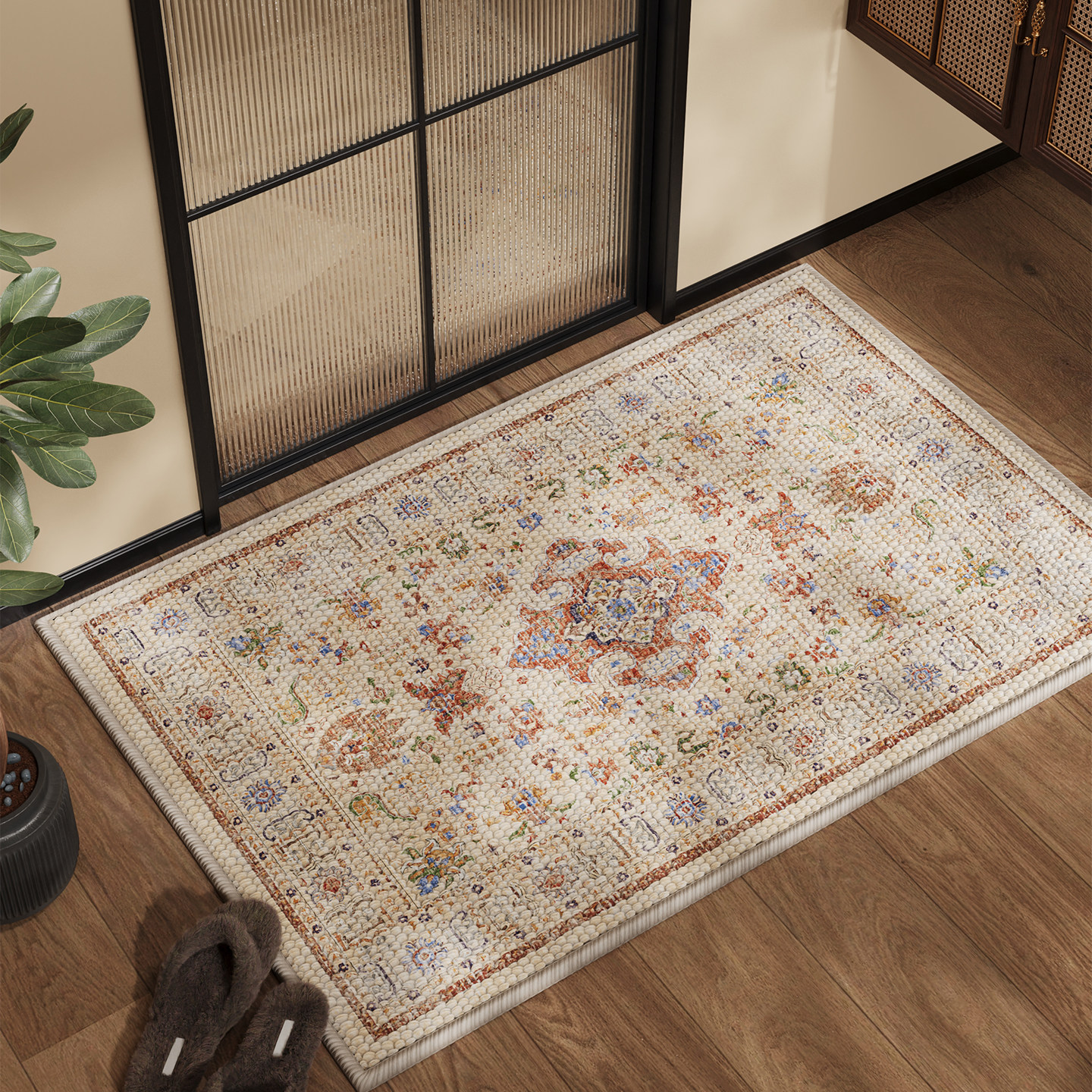 浴室地垫吸水速干防滑脚垫民族风美式复古卫生间耐脏免洗防摔地毯,居家布艺,家用脚垫,淘宝优惠券,粉丝福利购,淘宝优惠卷