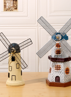 欧式复古荷兰风车k模型树脂工艺品家居客厅电视柜酒柜装饰品摆件