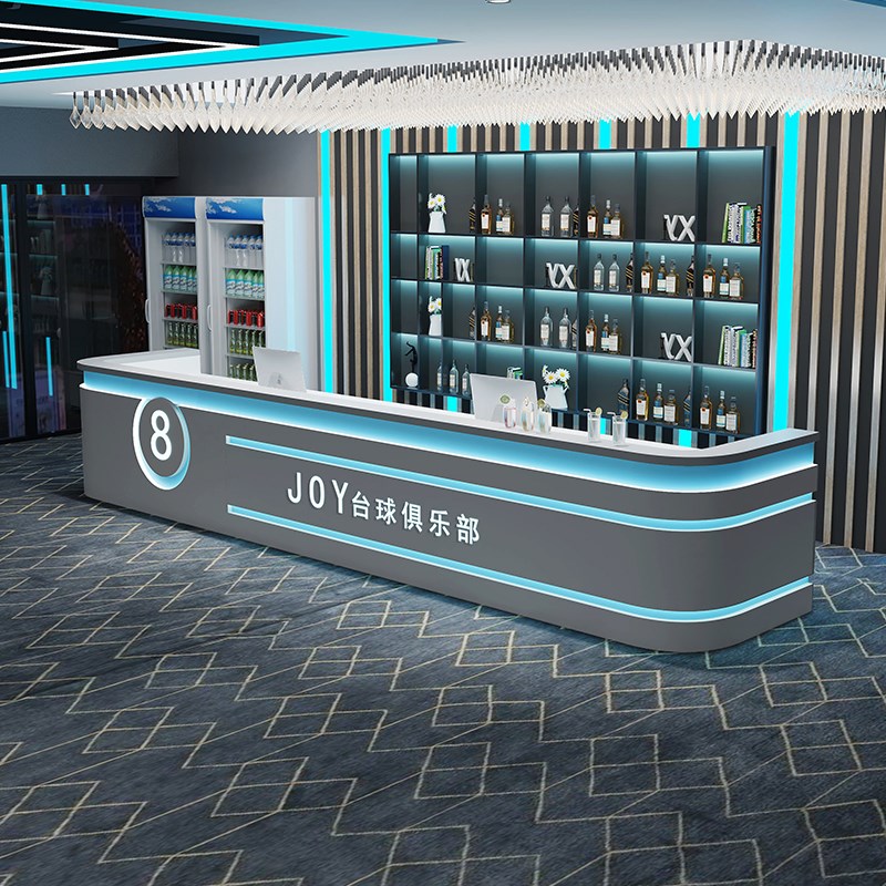定制高端台球厅健身房转r角吧台桌收银柜台酒店前台接待台民宿棋