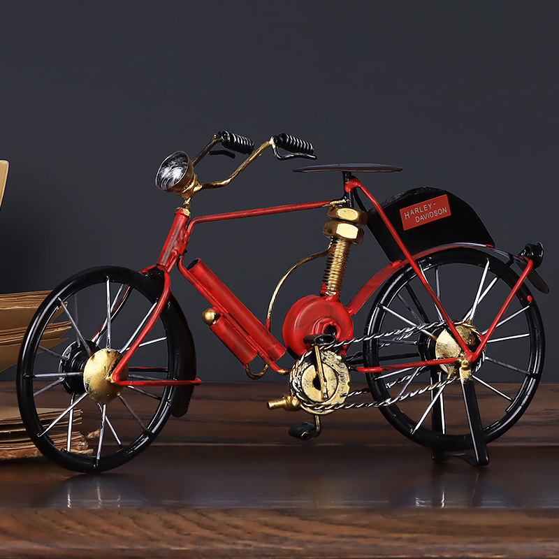 复古老式铁艺自行车模型工艺品创意客H厅酒柜装饰品摆设橱窗小摆
