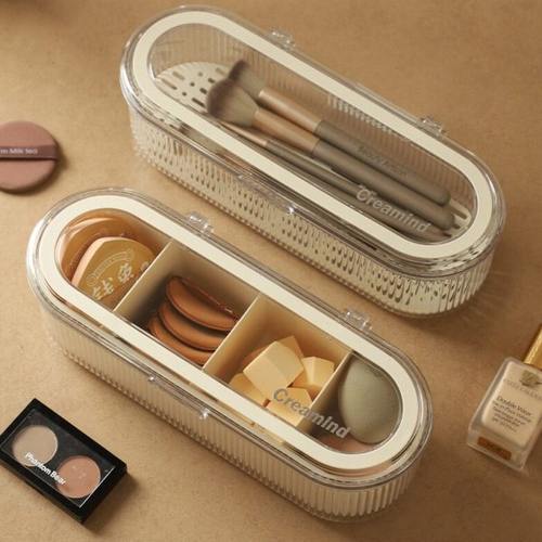 粉扑收纳桌面专业清洗晾晒化妆工具神器防尘美妆蛋气垫刷子棉片盒