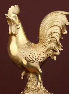 铜鸡摆件纯铜公鸡金鸡报喜 十二生肖家居装饰工艺品客厅卧室衣柜