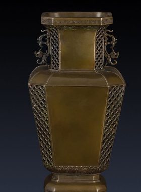 纯黄铜花瓶工艺品摆件铜花瓶一对礼品家居饰品客厅装饰品花瓶摆件