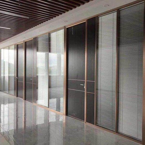 阳江办公室玻璃高隔断墙铝合金带百叶钢化玻璃屏风隔断隔音墙定做