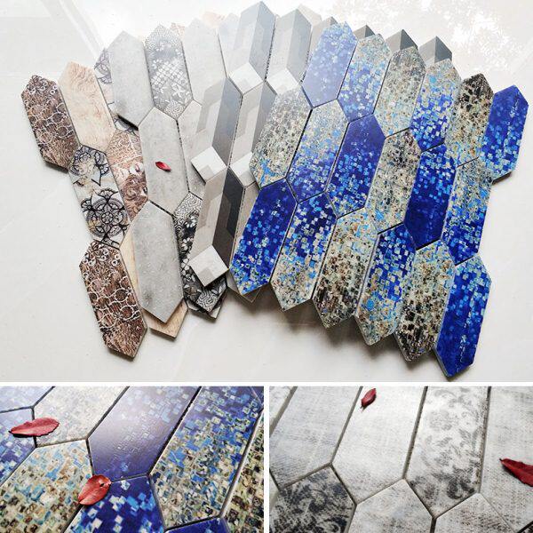 现代简约箭头形石材马赛克瓷砖卫生间浴室厨房阳台背景墙花砖彩色