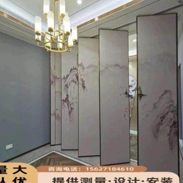 酒店活动宴会厅隔断墙饭店包厢推拉门会议室隔音吊轨移动折叠屏{