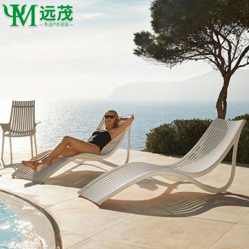 远茂北欧户外编藤躺床沙滩椅室外阳台游泳池单人折叠沙发懒人家具