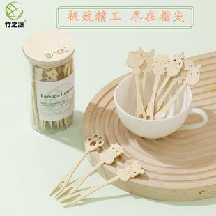 创意动物水果竹叉一次性十二生肖可爱甜品竹签家用商用艺术可降解