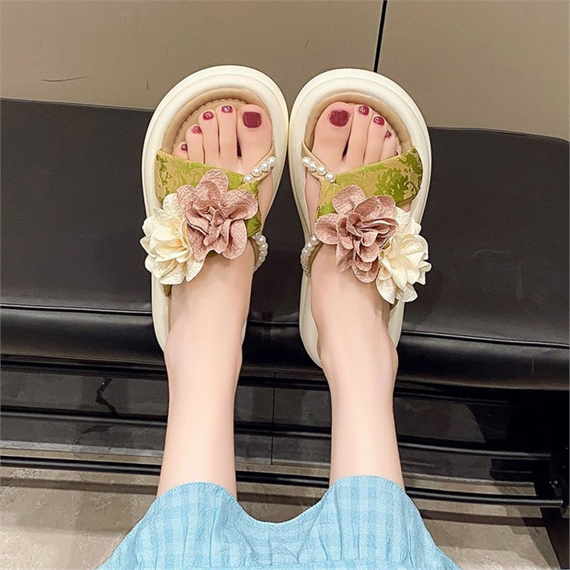 凉拖透明厚底水晶防臭新款防滑高跟女鞋拖鞋一字拖凉鞋中跟35cm