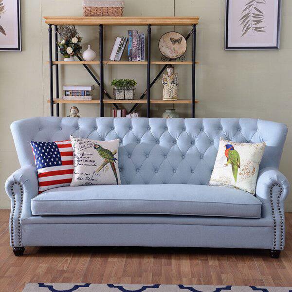 美式乡村布艺沙发小户型三人沙发可拆洗单双人客厅欧式田园地中海