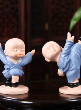 家居摆件汽车饰品博古r架摆件装饰可爱佛道车载底座摆件小和尚