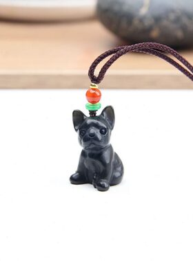 项坠黑曜石天然肖黑曜石水晶挂件男女挂坠项链狗小狗狗生款 吊坠