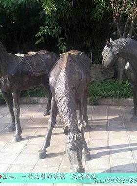 大型园林仿帮雕像马铜道铸雕塑铜马定制茶动物景观古雕塑玻璃钢