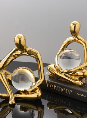 创意轻奢抽象人物摆件艺术家居客厅电视柜酒柜装饰V品现代简约摆