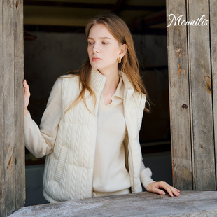 Mountlis蒙缇【吴xin同款】羊毛山羊绒鹅绒服无袖马甲羽绒服外套