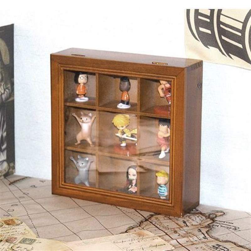 复古木质桌面整理收纳首饰储物盒带翻盖九宫格收纳木盒实木