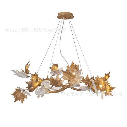 网红创意手工全铜艺术葡萄叶全铜吊灯客厅卧室茶楼样板房别墅灯具