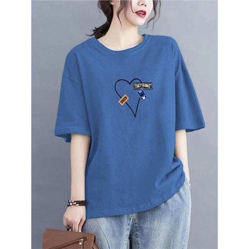 2025新款清仓短袖正肩t恤女士夏季宽松显瘦大码女装遮肚藏肉上衣