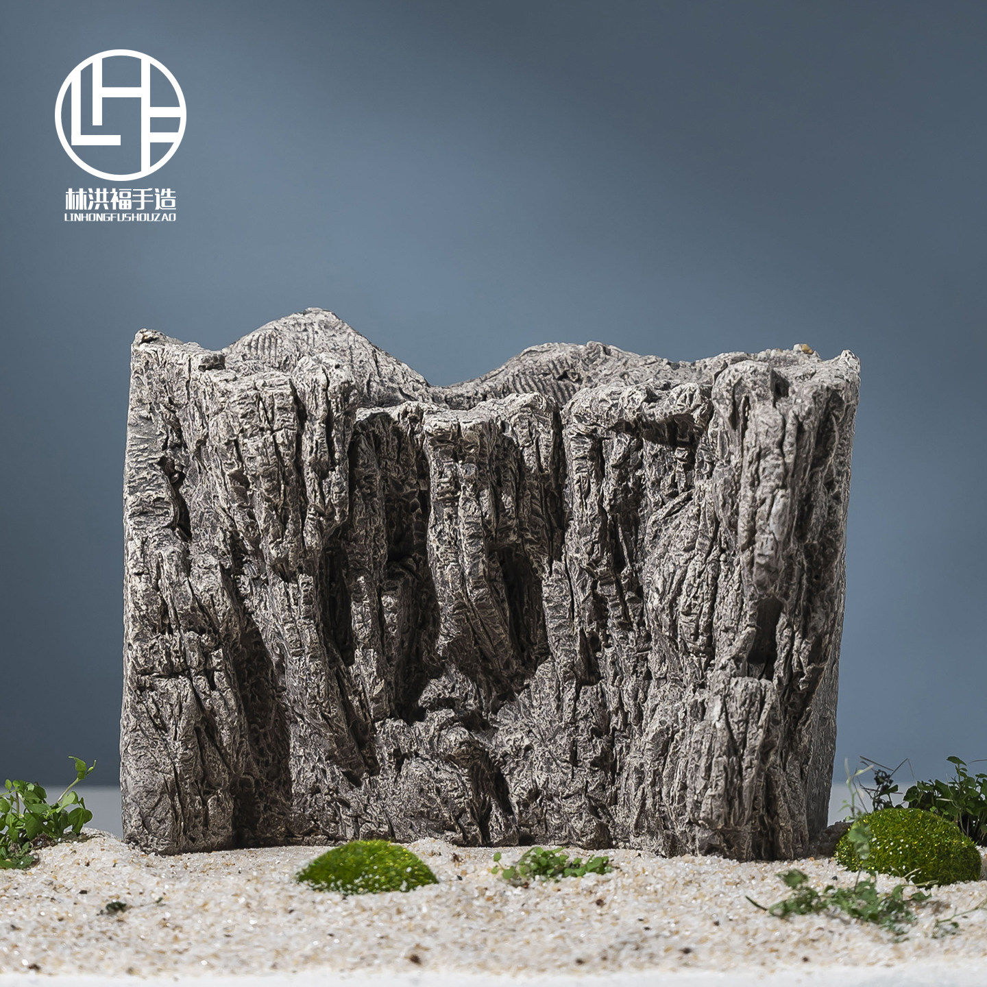 陶瓷工艺壁石鱼缸造景背景装饰假山上水石爬台造景水景流水摆件